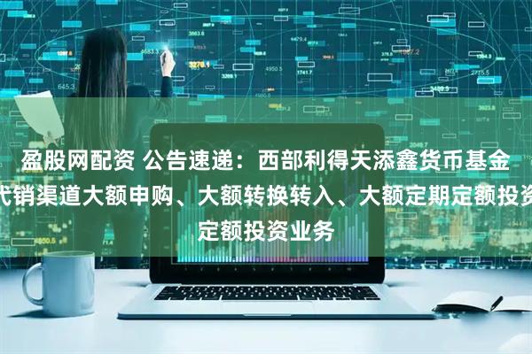 盈股网配资 公告速递：西部利得天添鑫货币基金暂停代销渠道大额申购、大额转换转入、大额定期定额投资业务